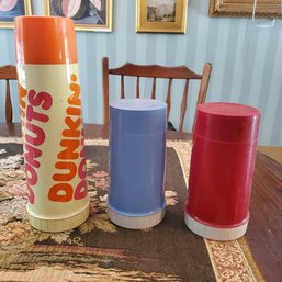3 Vintage Thermos Co. Beverage Holders - Dunkin Donuts & 2 Thermos