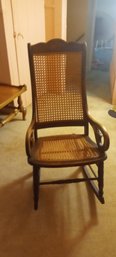 Beautiful Antique Rocking Chair With Cane Back And Seat