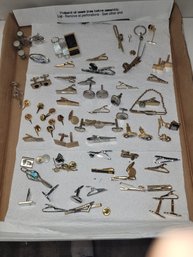 GREAT ASSORTMENT OF TIE CLIPS,STICK PINS,CUFF LINKS.  T A. / D4