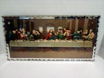 Last Supper Print On Scalloped Edged Mirror Background    AI/C3