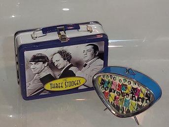 CalypsoCollecting 1988 Retro Alarm Clock And The Three Stooges  Lunch Box Blue Metal Collection