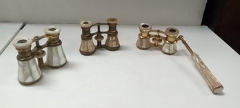 Exquisite Collection Of Antique Brass And Mother Of Pearl Opera Glasses.    Liza S / A2