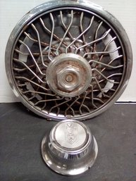 Vintage Collectible  12.50 Inch Inside/15 Inch Outside  Hubcap & Separate 6 Inch Cap     StAC5