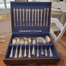 Large Set - 80 Pieces Of Nobility Pattern Silver Plate Flatware In Wood Silver Chest PLUS 20 Others