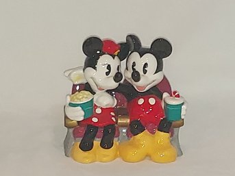 VINTAGE MICKEY AND MINNIE AT THE MOVIES PORCELAIN FIGURINE 4'