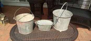 Two Great Galvanized Buckets And One Galvanized Planter