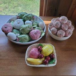 There Ceramic Fruits & Vegetable Plates ( Italy )