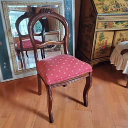 Vintage Balloon Back Side Chair - Pretty In Red Upholstery Seat