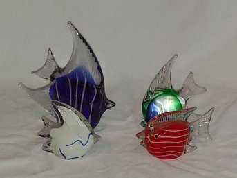 Set Of 4 Blown Glass Fish