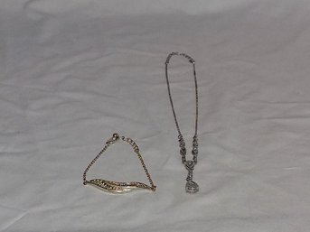 Silvertone Necklace And Bracelet