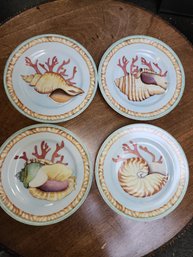 4 Seashell Plates 8.5 In