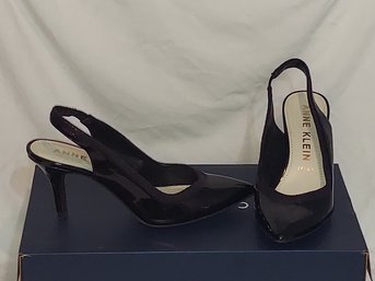 ANNE KLIEN Patent Leather Pointed Toe Pumps Black Size 8.5M