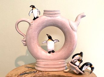 Hand Made Whimsical Artisan Penguin Tea Pot