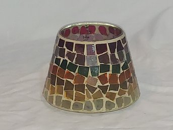 Mosaic Stained Glass Candle Shade Topper Green, Yellow, Orange And Clear Large 3.5 'x 4'