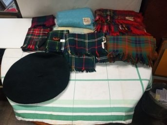 Great Assortment Of Vintage Wool Scarves And One Wool Beret. NC / D1