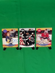 Pro Set '90 NHL BRETT HULL, JOHN TONNELLI & PATRICK ROY