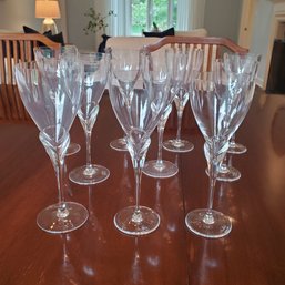 Ten Rosenthal Studio Line Of Germany Calice Pattern With Tulip Stems Fine Crystal Red & White Wine Glasses