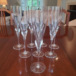 Set Of 8 Signed Rosenthal Calice Pattern & Tulip Stems Studio Line Of Germany Fine Crystal Champagne Flutes.