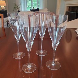 Set Of 4 Rosenthal Calice Pattern Studio Line With Tulip Stems Of Germany Tall Fine Crystal Water Goblets