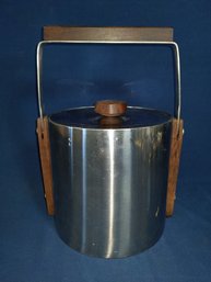 Stainless Steel And Wood Ice Bucket Mid Century Modern