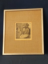 Signed Artist Proof Etching By Bereneon? Barenson? Seated Figure