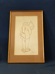 Signed (Possibly Carl Nanne Tasco) 1958 Print Of Man With His Tuba