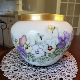 Large C C  Pottery Of France - Hand Painted Jardiniere Marked C C  1895