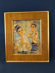 Signed 'Yawamalya' And Dated 1967 Cambodian? Painting Of Two Women