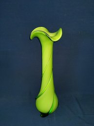 Stunning Bright Green Rough Pontil Glass Vase - Tall