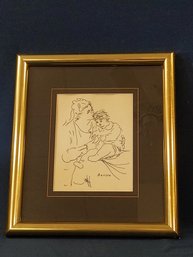 Rare Picasso Lithograph Mother And Child Line Drawing Print