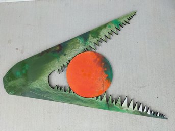 Outsider Art Alligator Eating And Orange Oil On Board 3-D Painting By Erik Sandberg-Diment