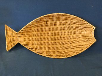 Mid Century Modern Woven Serving Piece / Bowl In The Shape Of A Fish