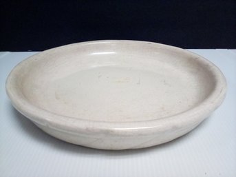 Weller Pottery Planter Saucer White Crackle Glaze / Swirl Sides 9.5' Across.