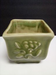 1948 Rookwood Pottery Green Crackle Glaze Square Planter 5' Tall #6980.