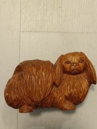 Vintage Jose Pinal Hand Carved And Hand Signed Wood Dog Carving