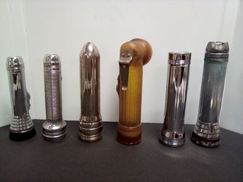 6 Vintage Flashlights - Three Olin Winchester, Two Winchester And One WWI Era GITS Flashlight     BW/E5