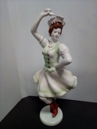 Beautiful Hollohaza Fine Porcelain Hand Painted Hungary Dancing Woman Figurine.  EH-CVBK