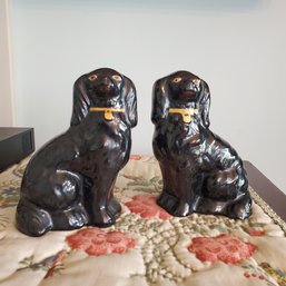 Pair Of Elegantly Hand Crafted Kent Staffordshire Ware Dogs - Made In England