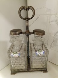 Antique SF Company Crystal Liquor  Caddy