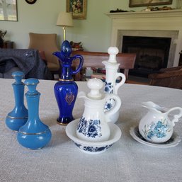 5 Vintage Avon Decanters & 1 Pitcher & Bowl