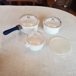 Three Princess House Of France Nouveau Sauce Pans- With Interchangeable Handle & Lids