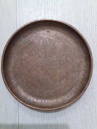 Antique  Asian Silver Over Copper Embossed Plate