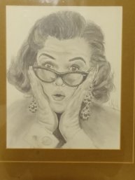 Vintage  Meilak Marilyn Monroe  Graphite On Paper  Drawing