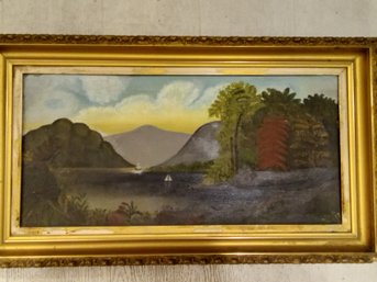 Antique Unsigned ? Hudson Valley  School Oil On Board  Painting