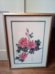 Lovely Large Framed & Double Matted Floral Watercolor Signed By Artist, Sylvana