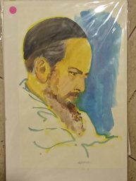 Contemporary Kevin Maxwell  Judaica  Portrait  Watercolor  On Paper Painting