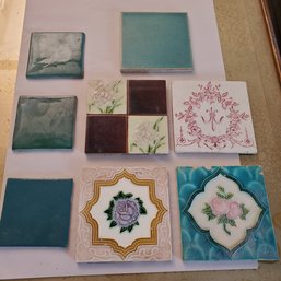 Lovely Vintage Collection Of Solid Colors And Floral Decorating Tiles