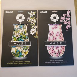 Two MODGY Expandable, Stable & Reusable Vases - A Louis C Tiffany Field Of Lilies & A Cherry Blossom Vase