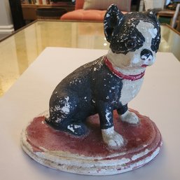 Vintage Boston Terrier Plaster Doorstop - Hand Painted