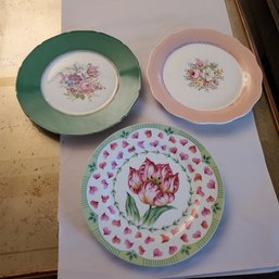 Three Beautiful Floral Dinner Plates